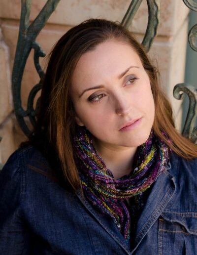 Close portrait of a woman in denim