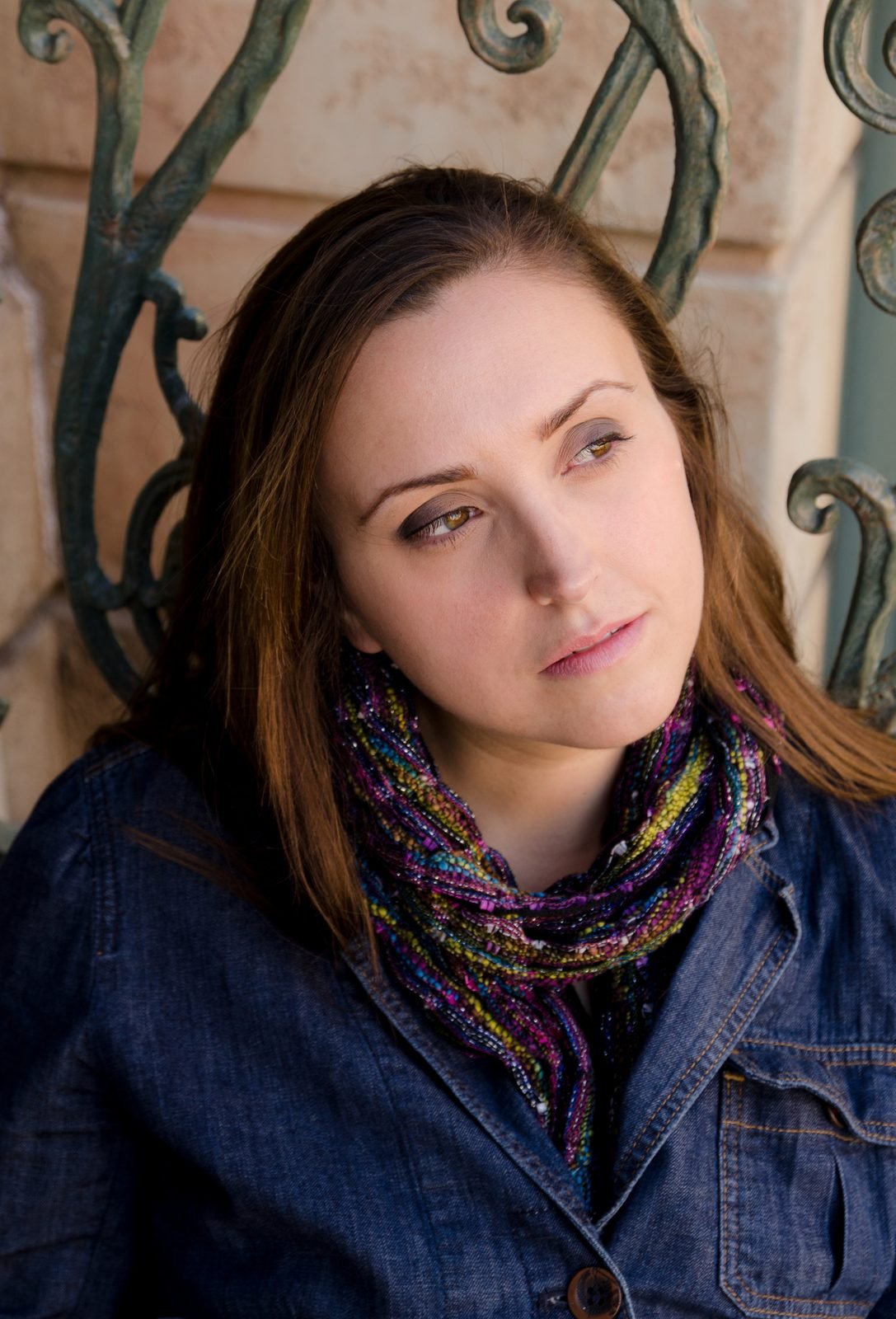 Close portrait of a woman in denim